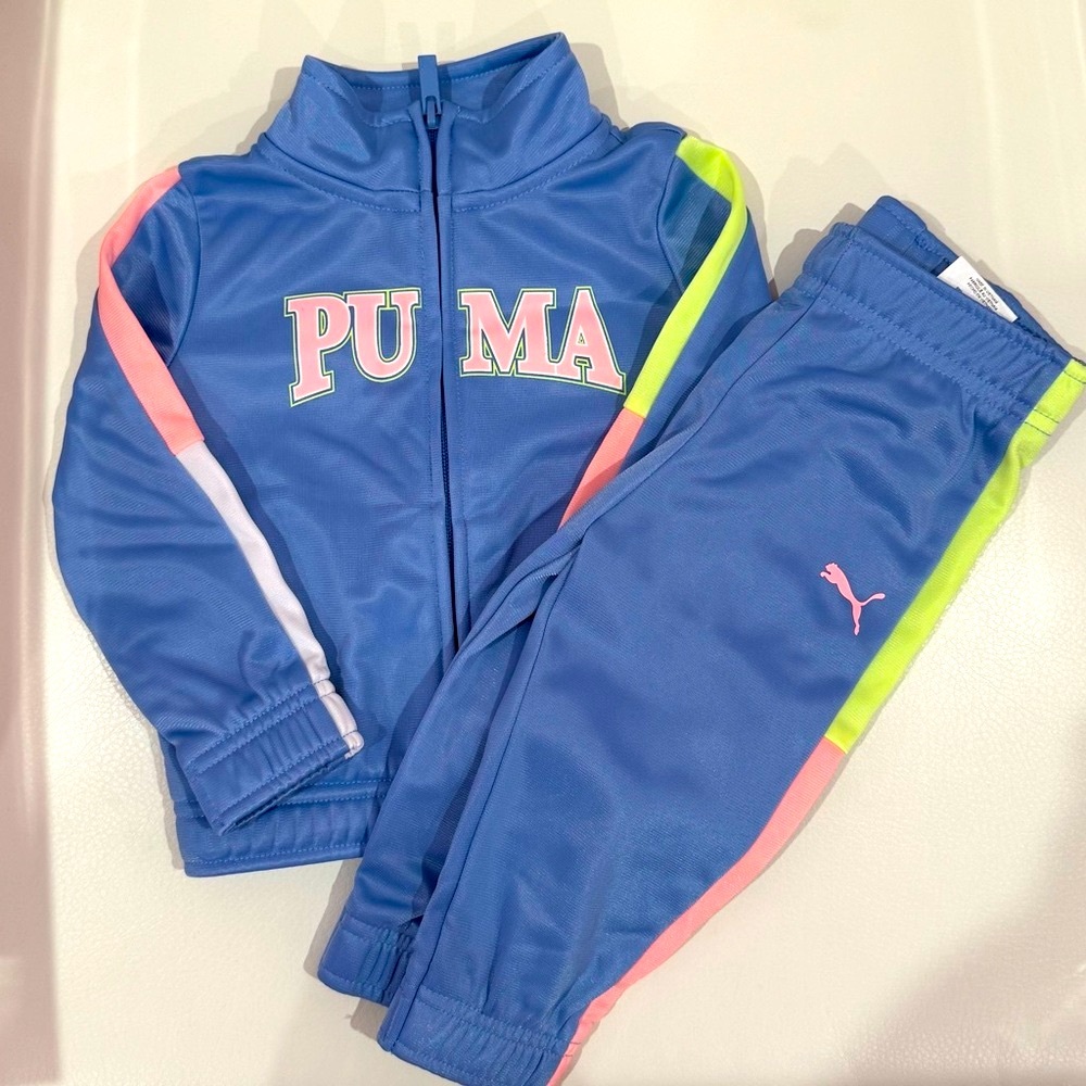Puma Blue Tracksuit with Pink and Green Accents